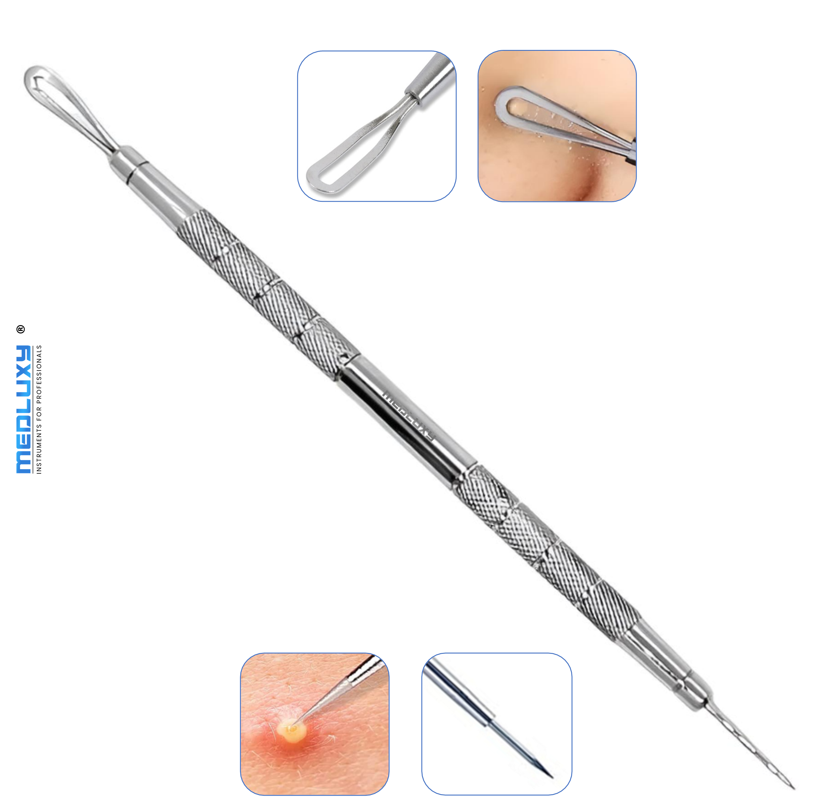 Medluxy – Comedonendrukker & Naald – 14.5 cm